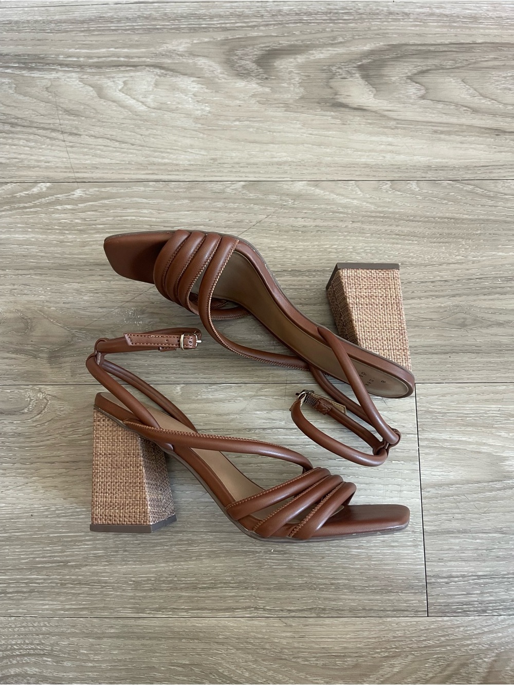 Women's Brown Strappy Block Heel Sandals